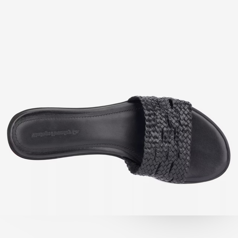 Vintage Foundry Company Pamela Elegant Black Woven Slide Sandals